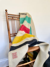 Load image into Gallery viewer, red-label hudson bay 3.5 point multi stripe blanket
