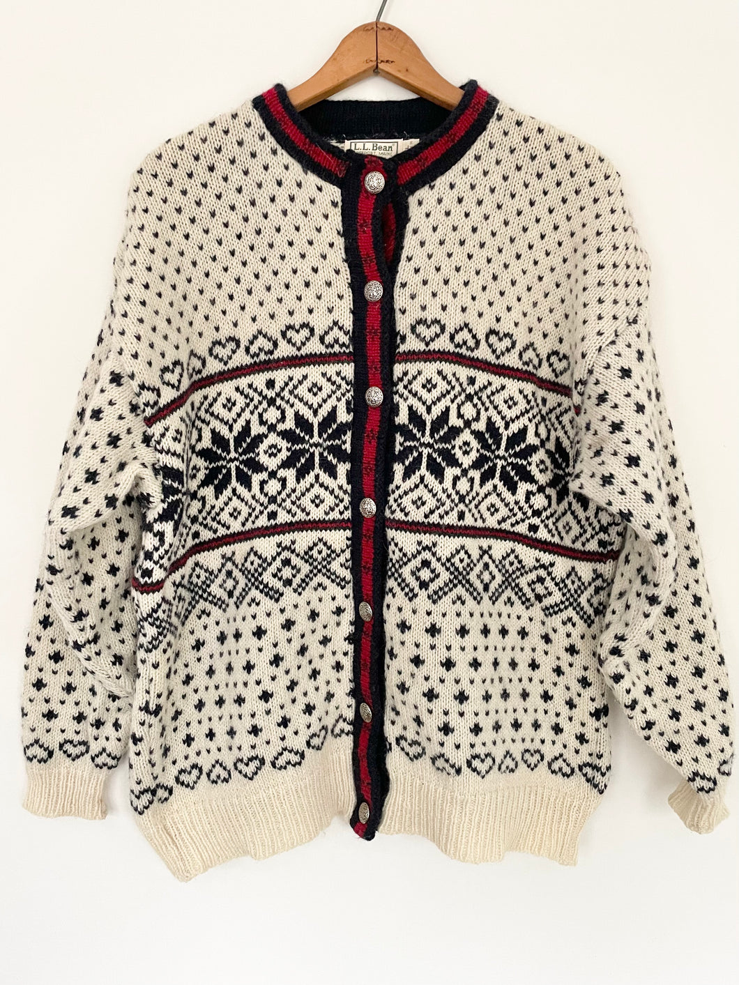 vintage llbean pewter button cardigan