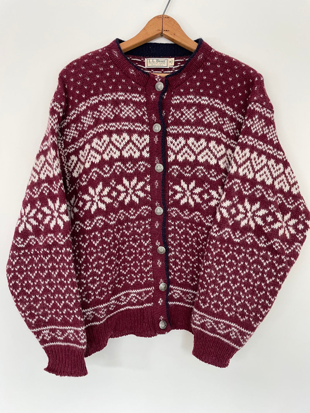 vintage llbean wool cardigan